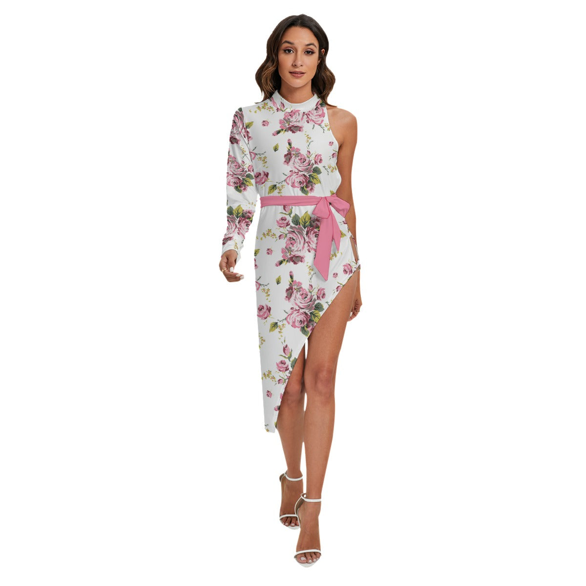 Pink Roses Women's Side Cutout Dress