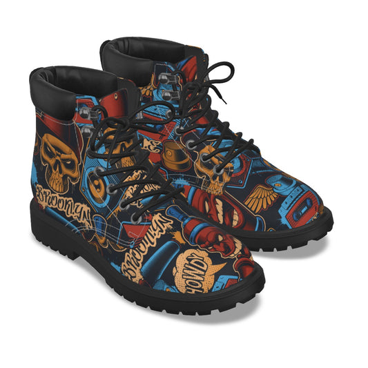 Graffiti Style Men's Short Boots