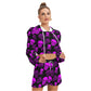 Purple Skulls Women's Micro Fleece Hoodie And Shorts Set