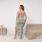 Abstract Flowers Women's Oblique-Shoulder Exposure Dress With Side Split (Plus Size)