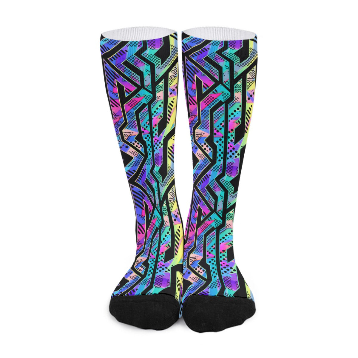 Rainbow Geometric Long Socks