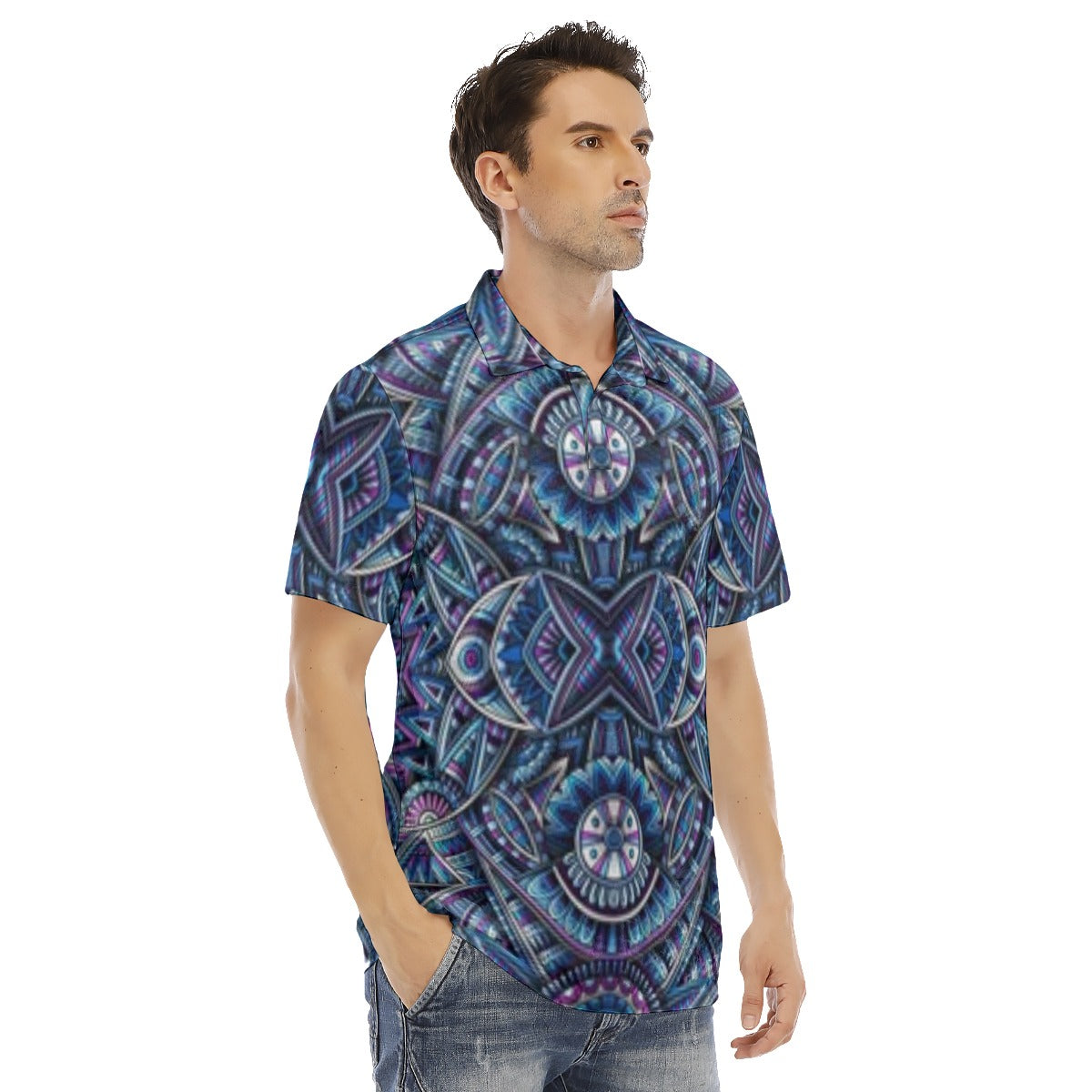 Abstract Ethnic Men's Polo Shirt | Velvet