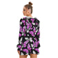 Purple & White Butterflies Women's Micro Fleece Hoodie And Shorts Set