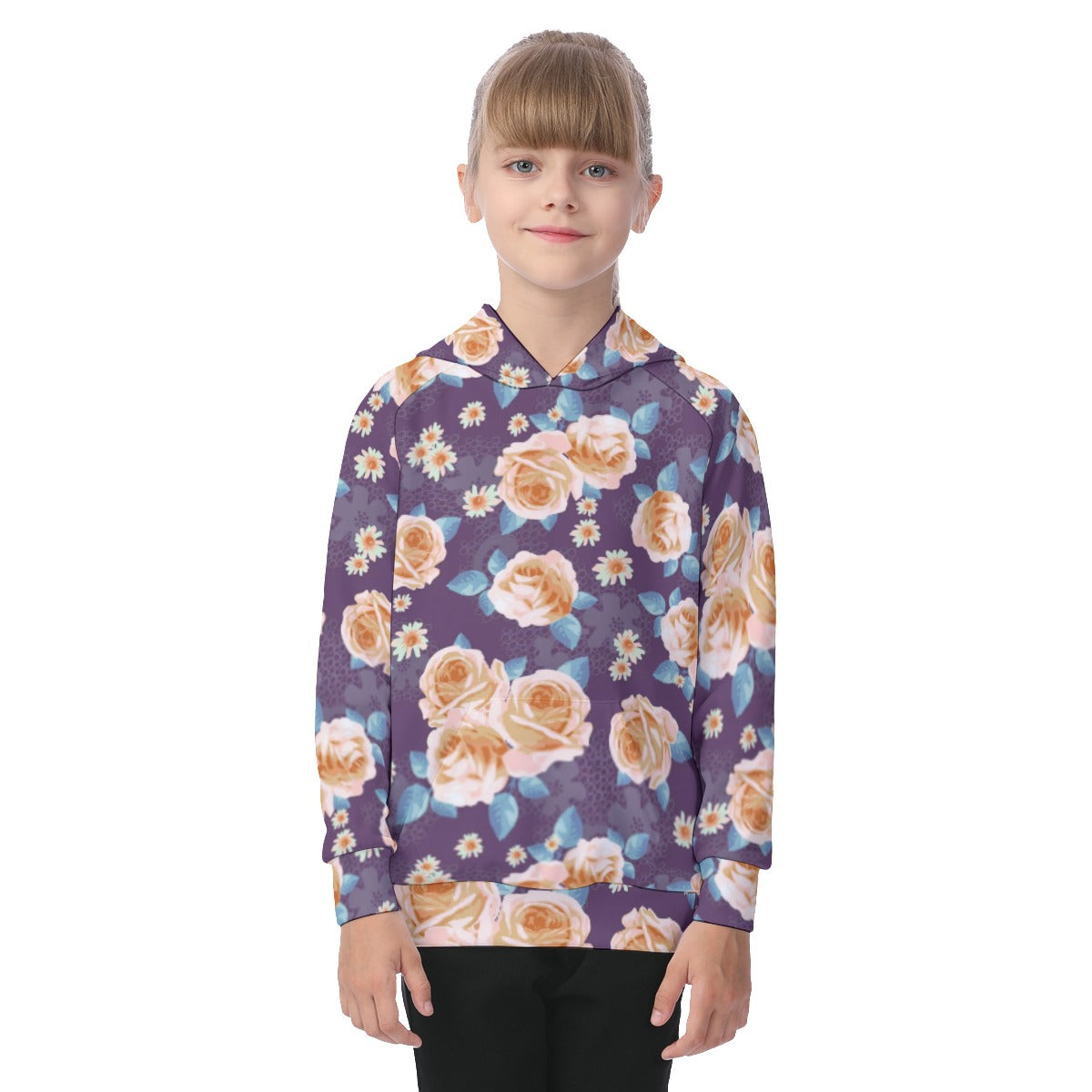 Beautiful Roses Kid's Raglan Pullover Hoodie