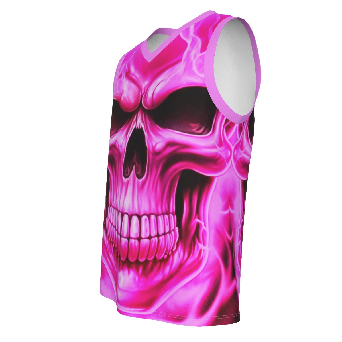 Men's Flaming Skull V Neck Basketball Top