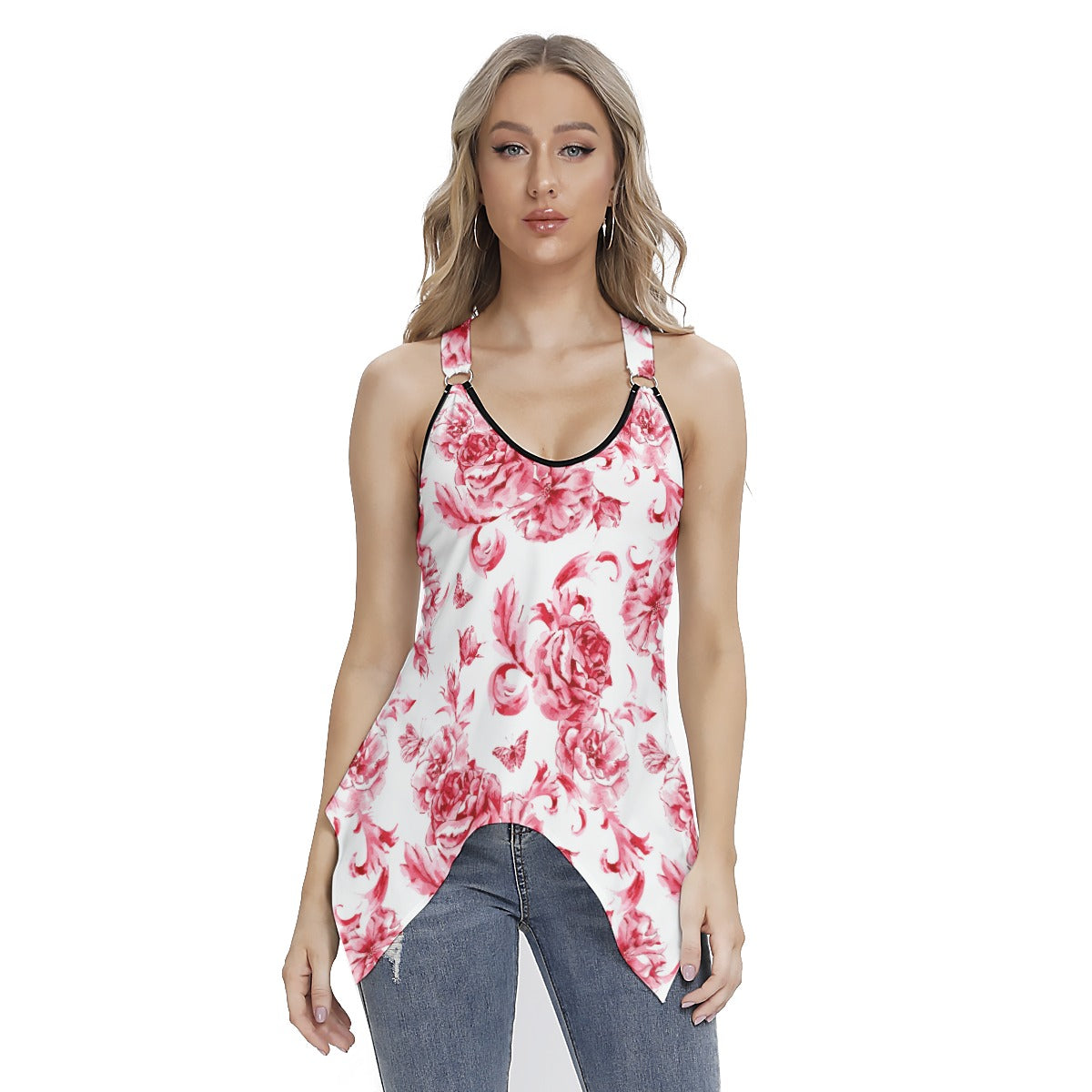 Vintage Red Roses Women's Skinny Sport Tank Top