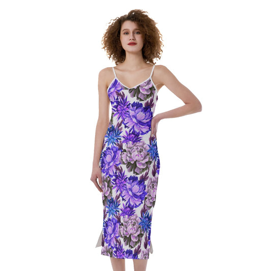 Purple Vintage Peonies Women's Cami Dress