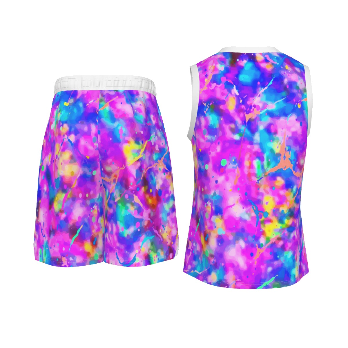 Psychedelic Men's V Neck Basketball Suit