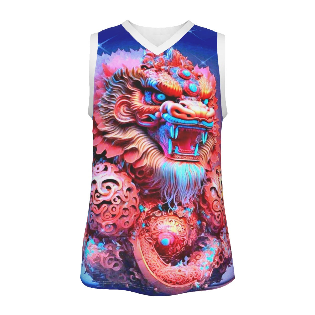 Japanese Style Dragon Men's V Neck Basketball Top