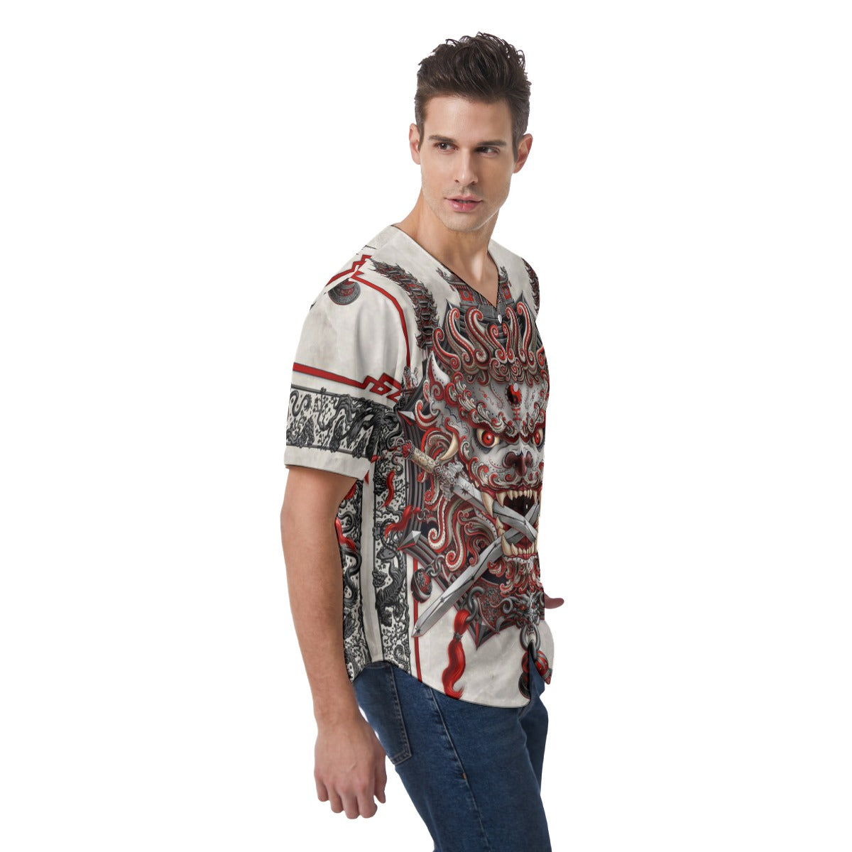 Men's Chinese Dragon Short Sleeve Baseball Jersey