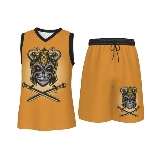 Viking Skull Warrior Men's V Neck Basketball Suit