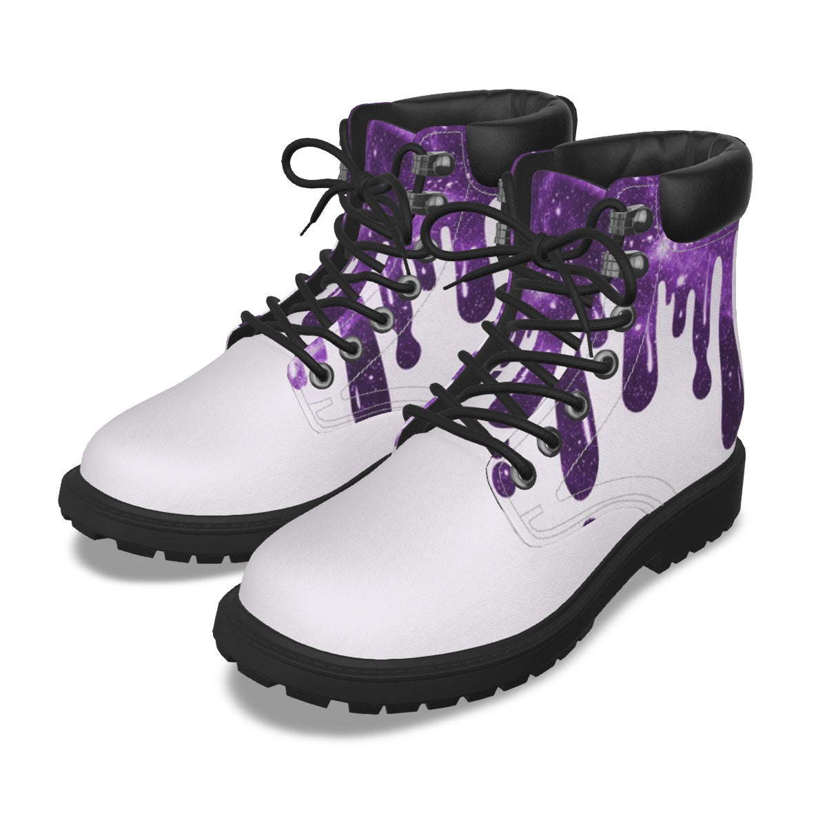 Drippy Purple & White Men's Short Boots