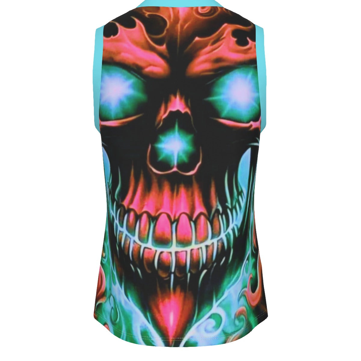 Men's Flaming Skull V Neck Basketball Top