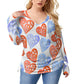 Colorful Paper Hearts Women’s V-neck T-shirt With Side Drawstring(Plus Size)