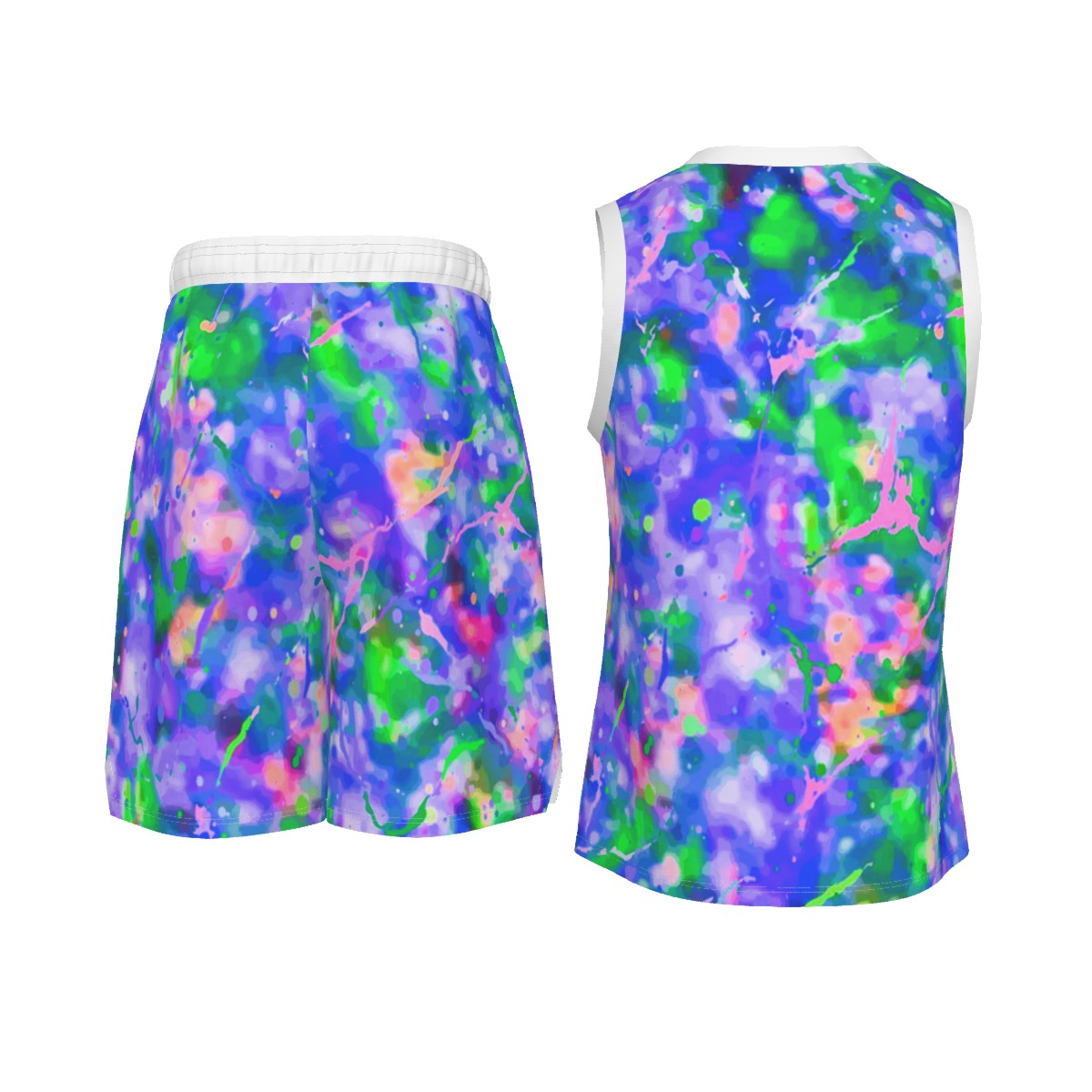 Psychedelic Men's V Neck Basketball Suit