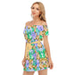 Summer Time Flowers Women's Off-shoulder Dress With Ruffle