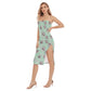 Chinese Side Split Tube Top Flower Dress