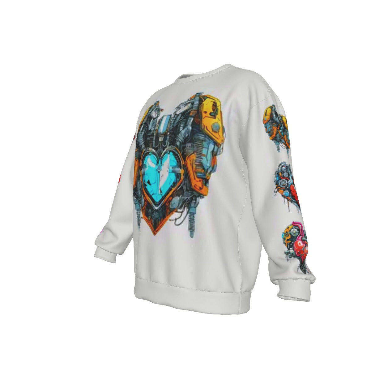 Bionic Hearts Men's Drop Shoulder Round Neck Long-Sleeved Sweatshirt