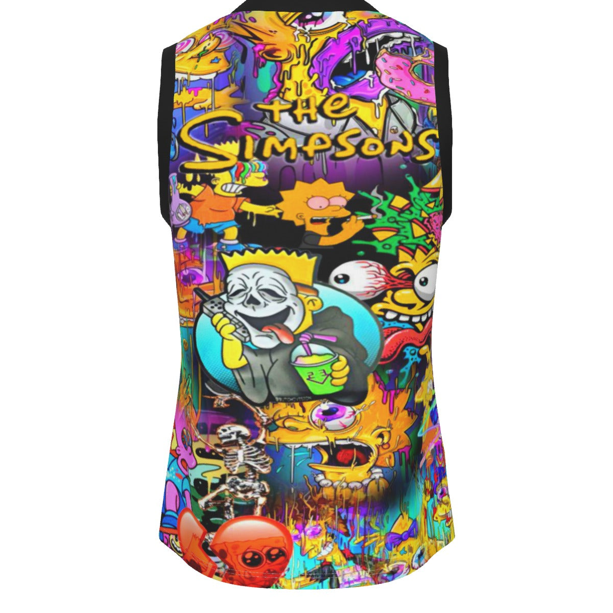 The Simpsons Trippy Men's V Neck Basketball Top