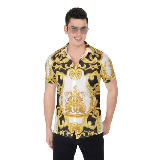 Black, White & Gold I am King Men's Button Up