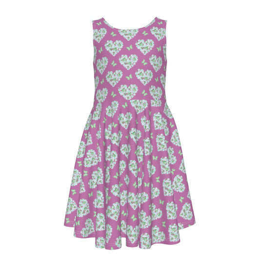 Heart Shape Roses Kid's Sleeveless Vest Dress