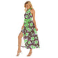 Beautiful Roses Women's Wrap Hem Belted Halter Dress