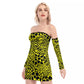 Yellow Bellafonte Animal Print Off-shoulder Back Lace-up Dress