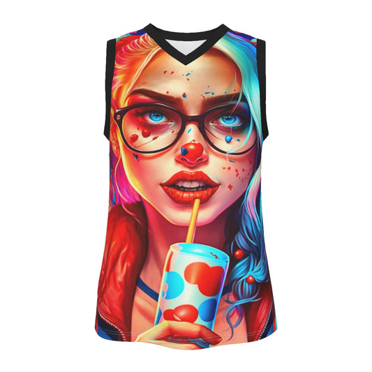 Men's Harley Quinn V Neck Basketball Top