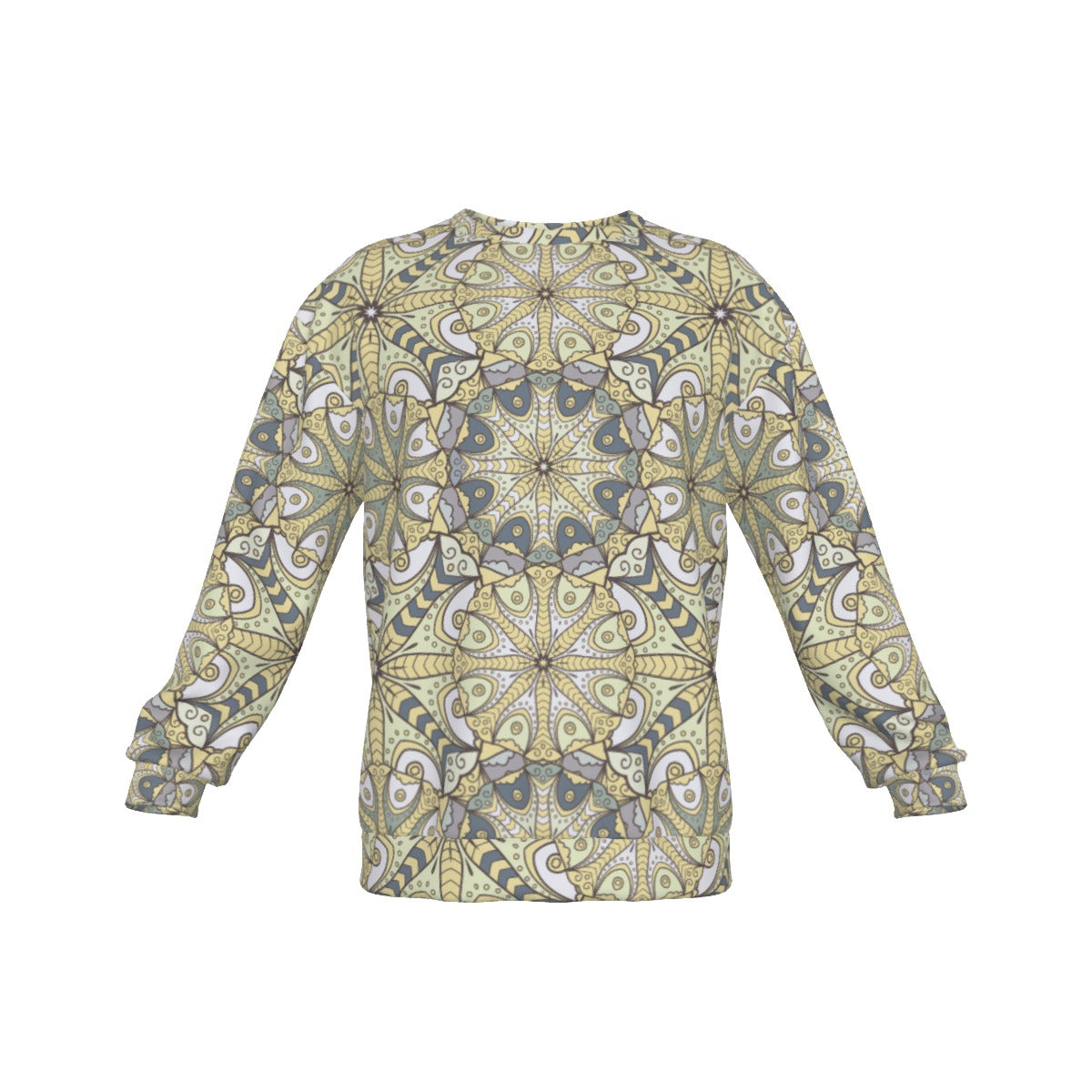 Mandala Effect Men's Drop Shoulder Round Neck Long-Sleeved Sweatshirt