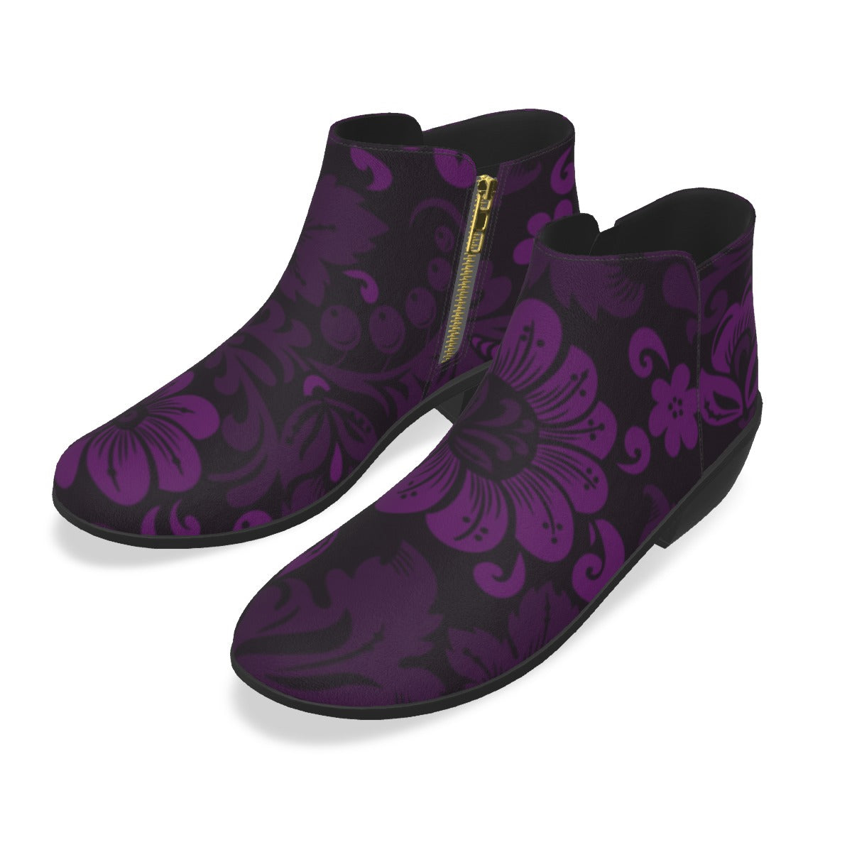 Purple Flowers Men's Fashion Boots