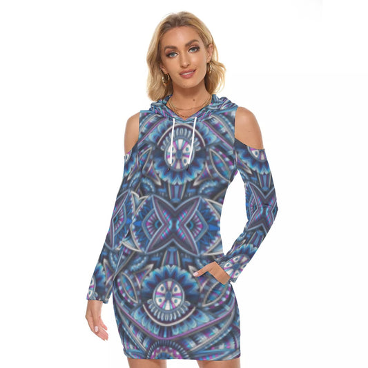 Beautiful Abstract Hooded Tight Dress