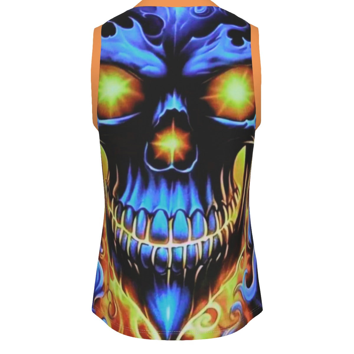 Men's Flaming Skull V Neck Basketball Top