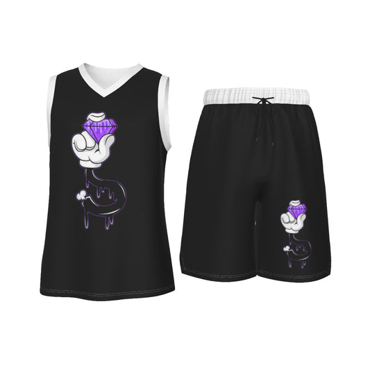 Purple Blood Diamond Men's V Neck Basketball Suit