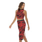 Women's Butterfly Tank Top & Split High Skirt Set