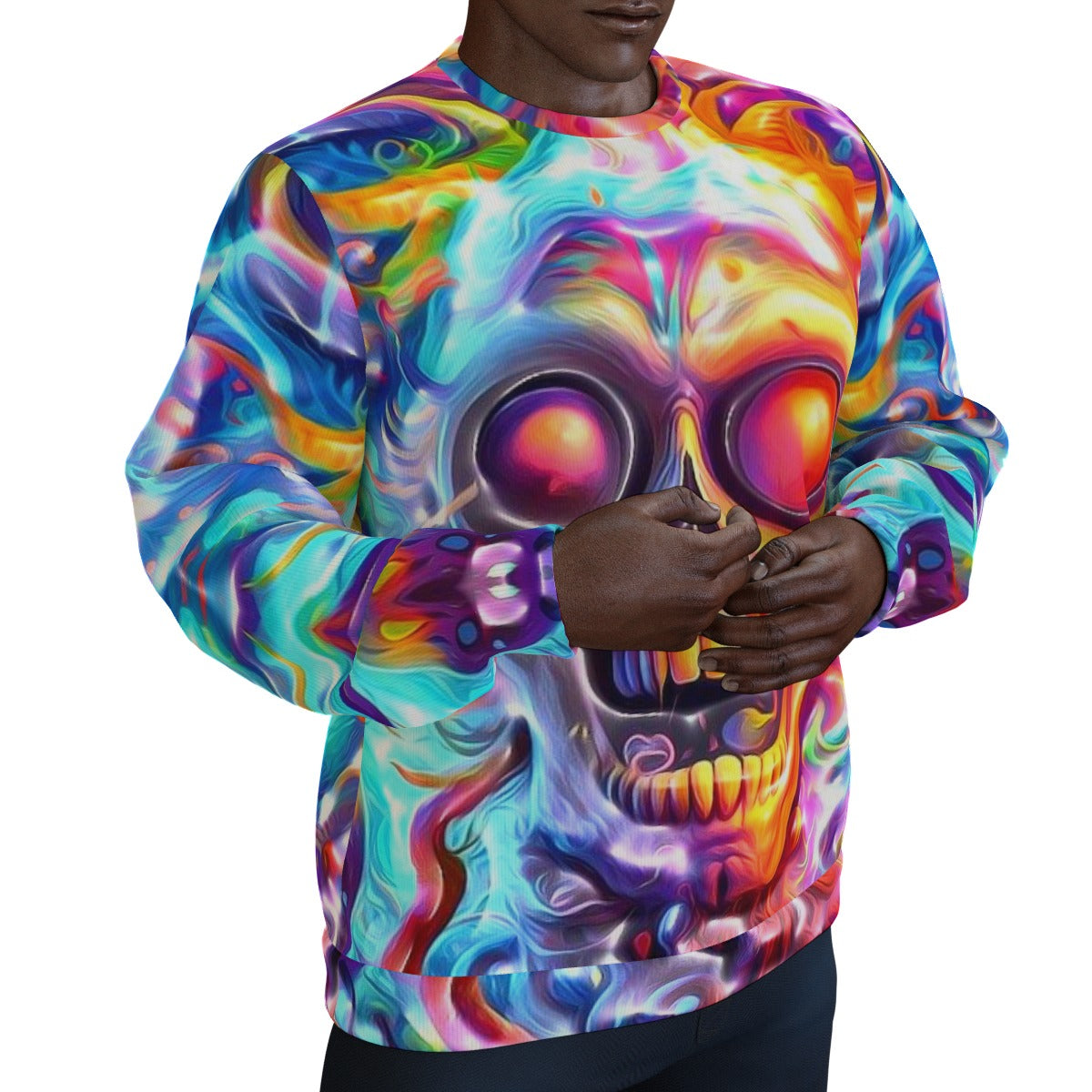 Men's Trippy Skulls Thicken Sweater