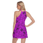 Purple Tulips Women's Round Neck Above Knee Dress