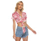 Red & Green Swirls Women's Bandage Crop Top