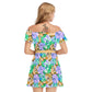 Summer Time Flowers Women's Off-shoulder Dress With Ruffle