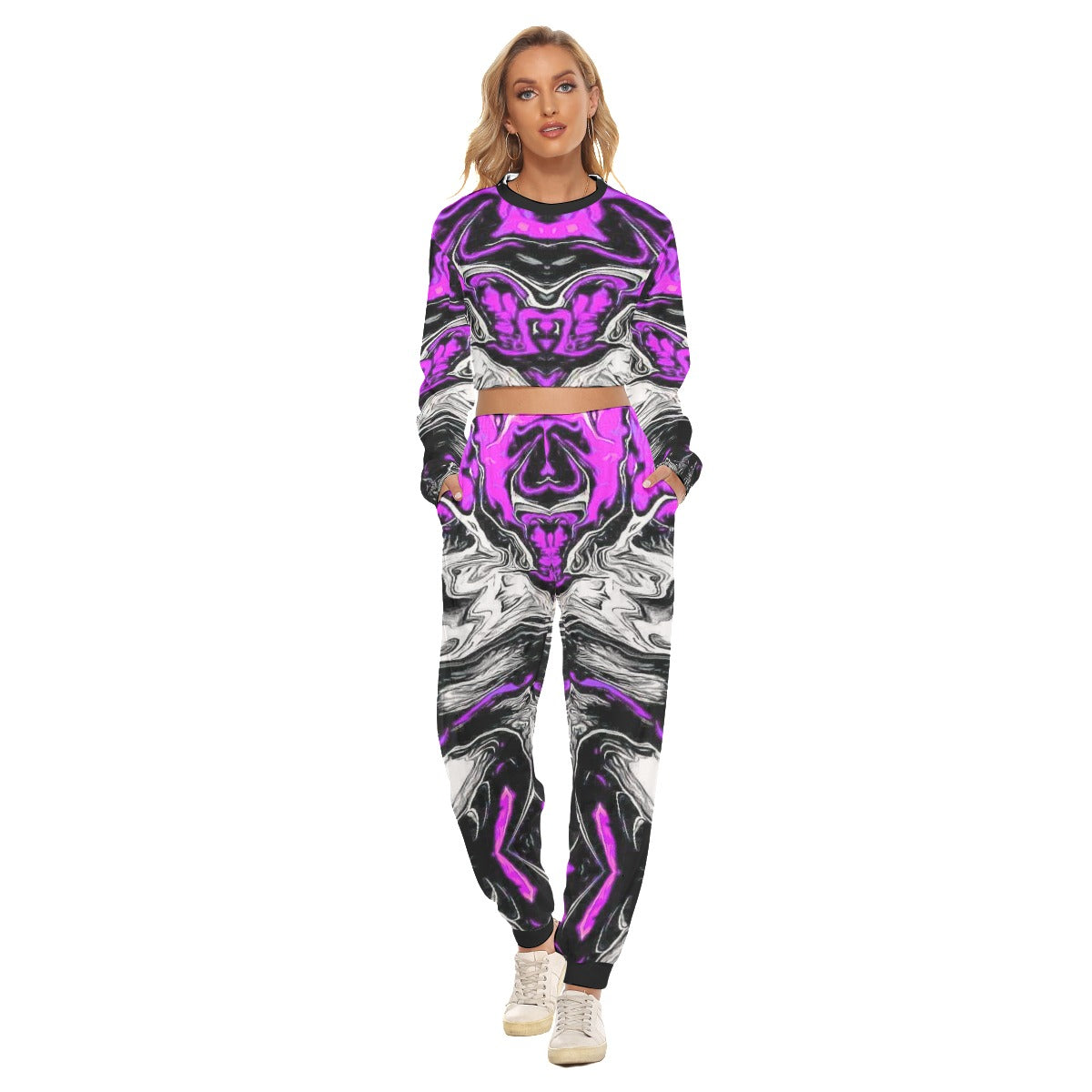 Trippy Vibes Women's Crop Sweatshirt Suit