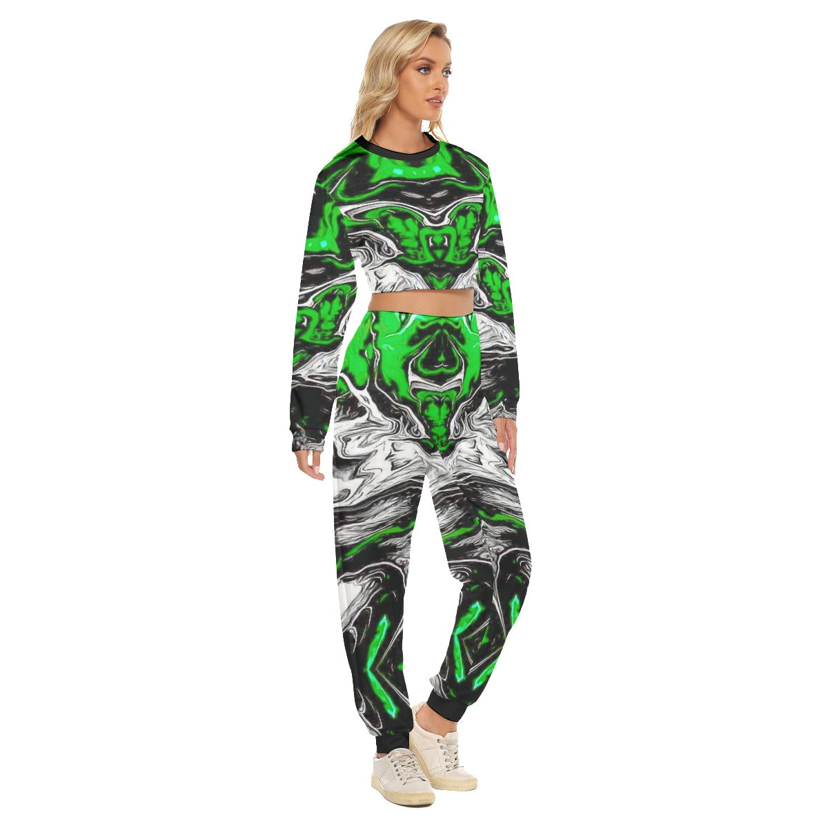 Trippy Vibes Women's Crop Sweatshirt Suit