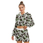 Glitchy Abstract Pattern Women's Micro Fleece Hoodie And Shorts Set