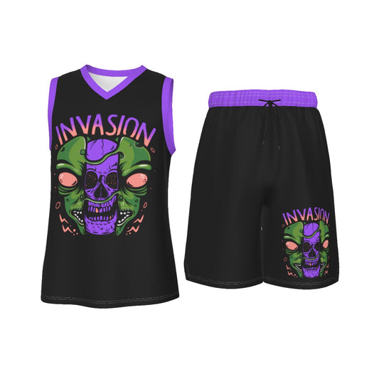 Alien Invasion Men's V Neck Basketball Suit