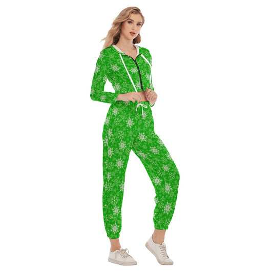 Cute Colorful Snowflakes Women's Crop Hoodie Sports Sets