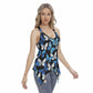 Blue With White Butterflies Women's Skinny Sport Tank Top
