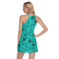 Teal Tulips Women's Round Neck Above Knee Dress