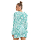 Teal & White Smoke Women's Micro Fleece Hoodie And Shorts Set