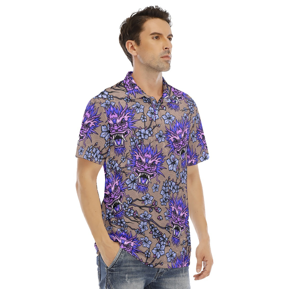 Japanese Dragons Men's Polo Shirt | Velvet