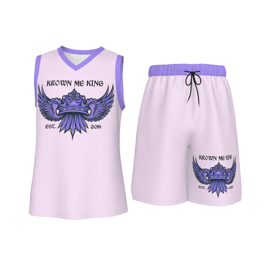 Krown Me King Purple Men's V Neck Basketball Suit