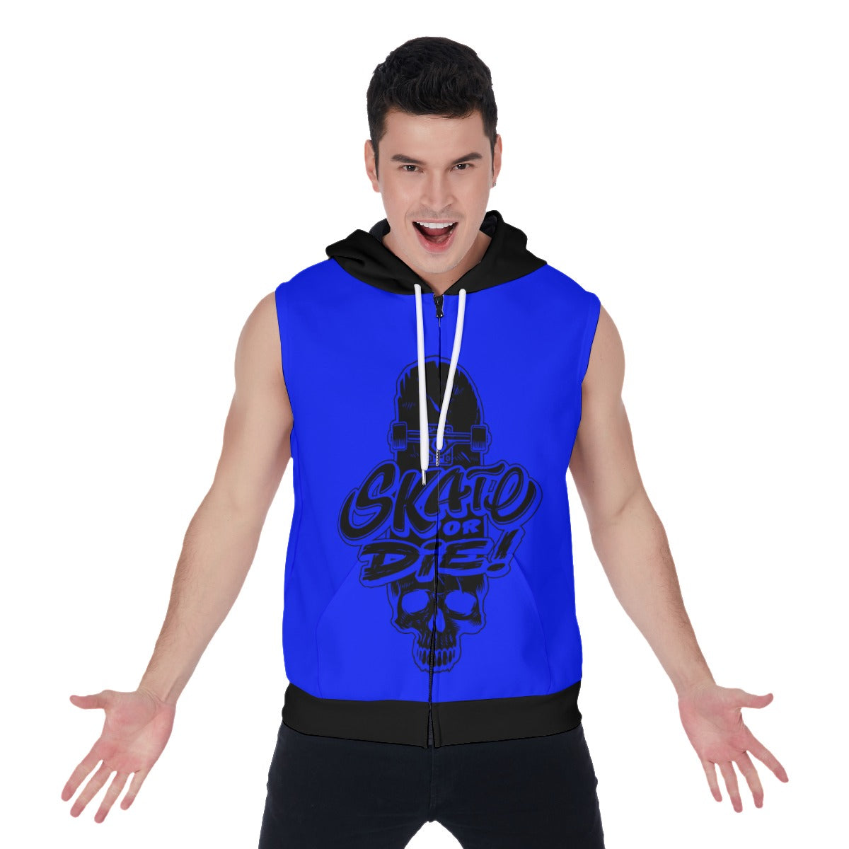 Skate Or Die Men's Zip-up Sleeveless Hoodie