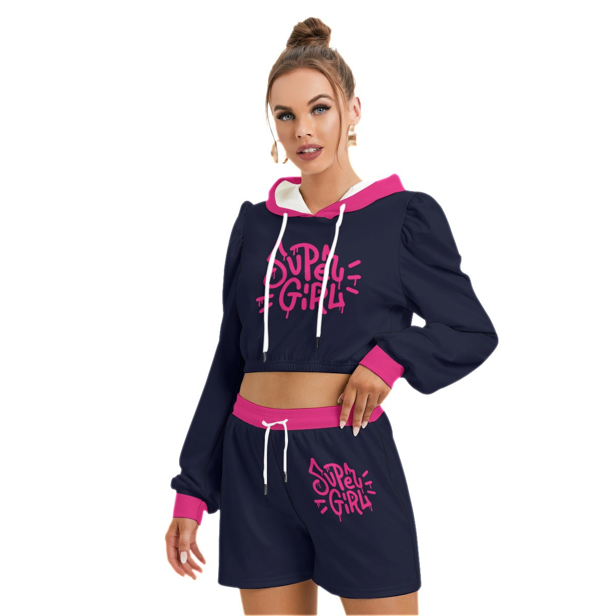 Super Girl Women's Mirco Fleece Hoodie And Shorts Set